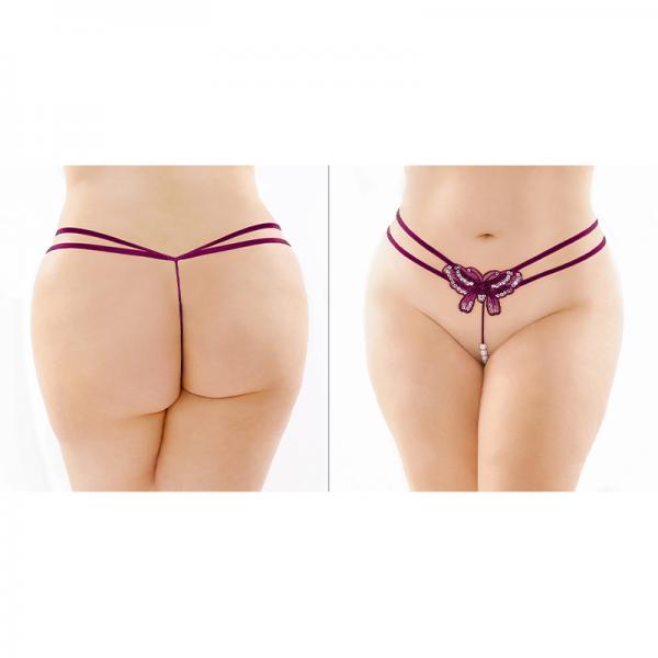 Zinnia Sequin Butterfly Strappy Pearl G-string Purple Queen Sex Toy Product