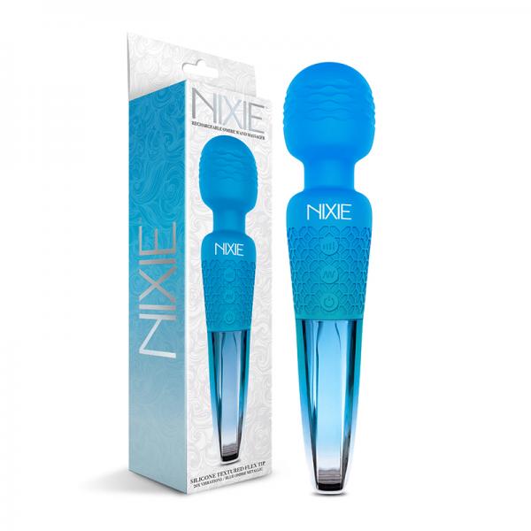 Nixie Rechargeable Wand Massager Blue Ombre Metallic Sex Toy Product