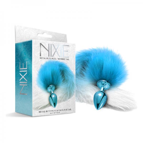 Nixie Metal Butt Plug With Ombre Tail Blue Metallic Sex Toy Product