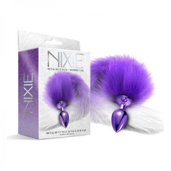 Nixie Metal Butt Plug With Ombre Tail Purple Metallic Sex Toy Product