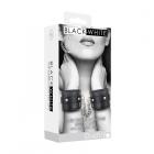 Ouch! Black & White Plush Bonded Leather Hand Cuffs With Adjustable Straps Black Sex Toy Product
