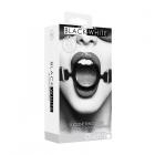 Ouch! Black & White Silicone Ring Gag With Adjustable Bonded Leather Straps Black Sex Toy Product