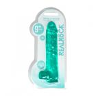 Realrock Crystal Clear  Realistic Dildo With Balls 9 In. Turquoise Sex Toy Product
