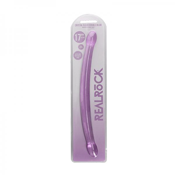 Realrock Crystal Clear Non-realistic Double Dong 17 In. Purple Sex Toy Product