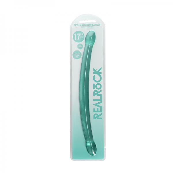 Realrock Crystal Clear Non-realistic Double Dong 17 In. Turquoise Sex Toy Product