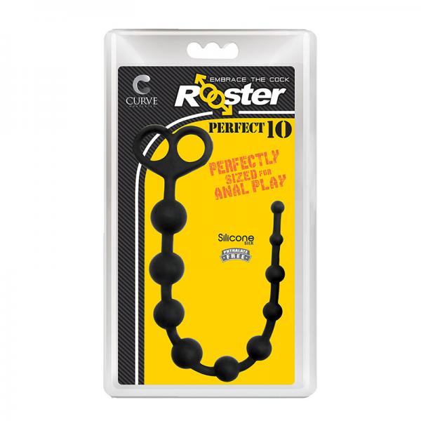 Rooster Perfect 10 Anal Beads Black Sex Toy Product