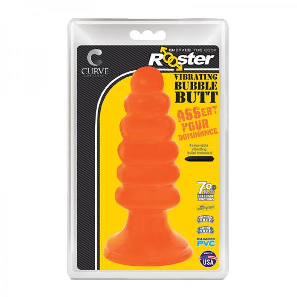 Rooster Vibrating Bubble Butt Anal Plug Orange Sex Toy Product