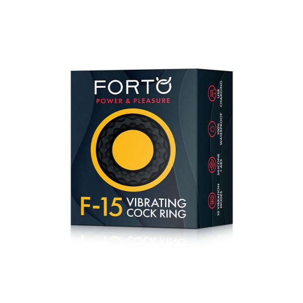 Forto F-15: Silicone Vibrating Cock Ring Black Sex Toy Product