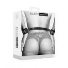 Ouch! Black & White Bonded Leather Hand Cuffs With Handle With Adjustable Straps Black Sex Toy Product