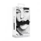 Ouch! Black & White Silicone Bone Gag With Adjustable Bonded Leather Straps Black Sex Toy Product