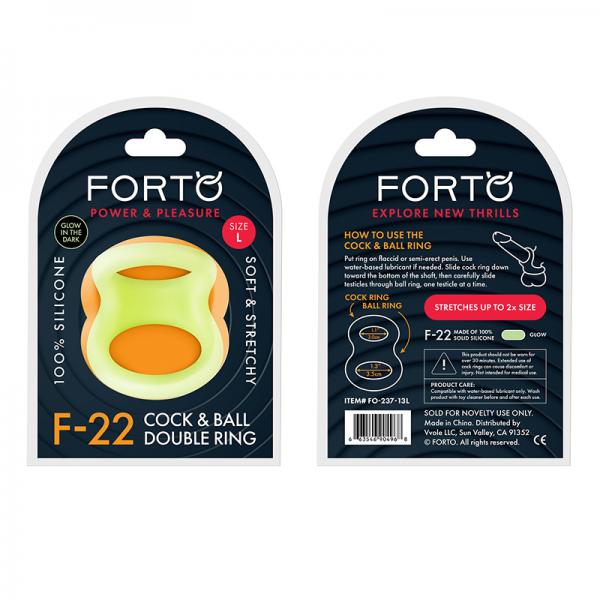 Forto F-22: Double Ring Liquid Silicone 57.5/60 Mm Glow-in-the-dark Sex Toy Product