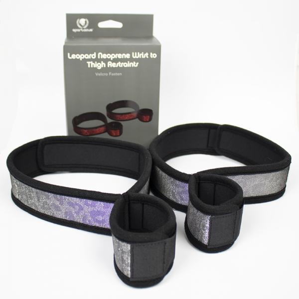 Spartacus Wrist To Thigh Cuffs Neoprene Silver Sex Toy Product