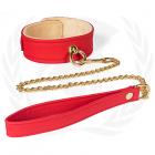 Spartacus Plush Lined Pu Red Collar And Chain Leash Sex Toy Product