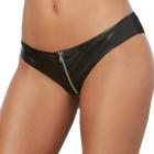 Dreamgirl Faux-leather, Stretch Knit Cheeky Panty With Zipper Front And Stretch Mesh Back Black L Sex Toy Product
