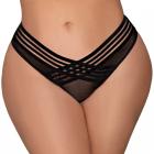 Dreamgirl Mesh Thong With Shadow Stripe Elastic Front Detail Black 2x Sex Toy Product