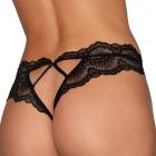 Dreamgirl Lace Tanga Open-crotch Panty And Elastic Open Back Detail Black Xl Sex Toy Product