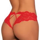 Dreamgirl Lace Tanga Open-crotch Panty And Elastic Open Back Detail Red Xl Sex Toy Product