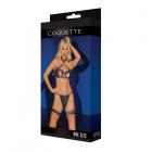 Black Label Bra, G-string & Leg Garters With Adjustable Choker With Hook Closure Black/rose Gold Os Sex Toy Product