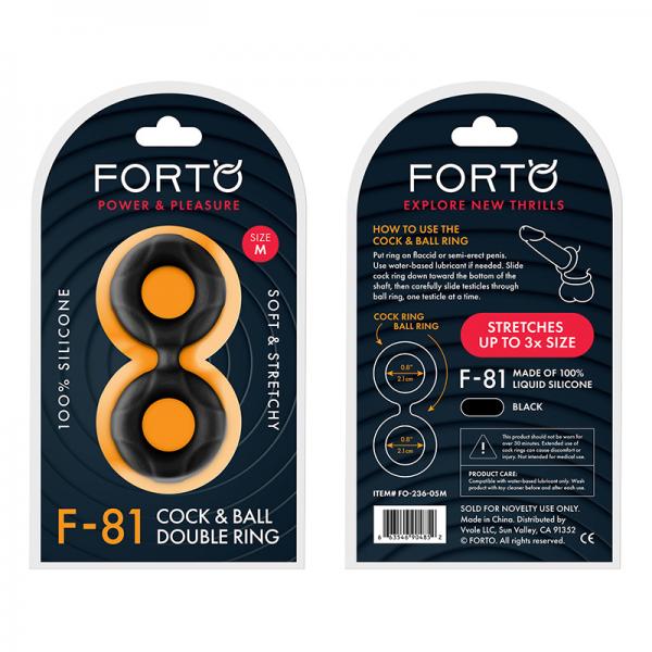 Forto F-81: Double Ring Liquid Silicone 47 Mm Black Sex Toy Product
