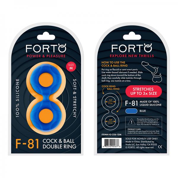 Forto F-81: Double Ring Liquid Silicone 47 Mm Blue Sex Toy Product