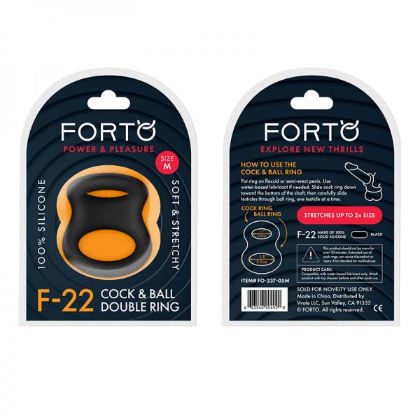 Forto F-22: Double Ring Liquid Silicone 53/55 Mm Black Sex Toy Product