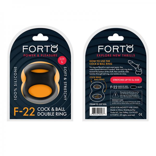 Forto F-22: Double Ring Liquid Silicone 57.5/60 Mm Black Sex Toy Product