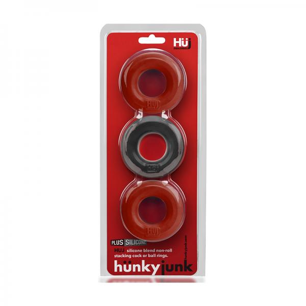 Hunkyjunk Huj3 C-ring 3-pack Cherry/tar Ice Sex Toy Product