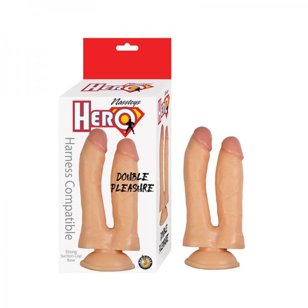 Hero Double Pleasure Double Dildo Silicone White Sex Toy Product