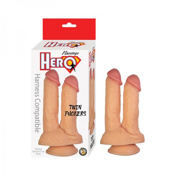 Hero Twin F*ckers Double Dildo White Sex Toy Product