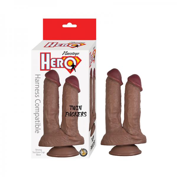 Hero Twin F*ckers Double Dildo Brown Sex Toy Product