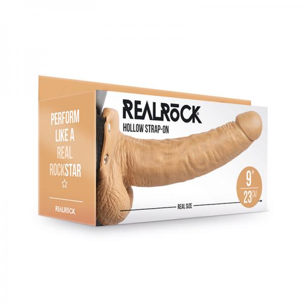 Realrock Hollow Strap-on With Balls 9 In. Mocha Sex Toy Product