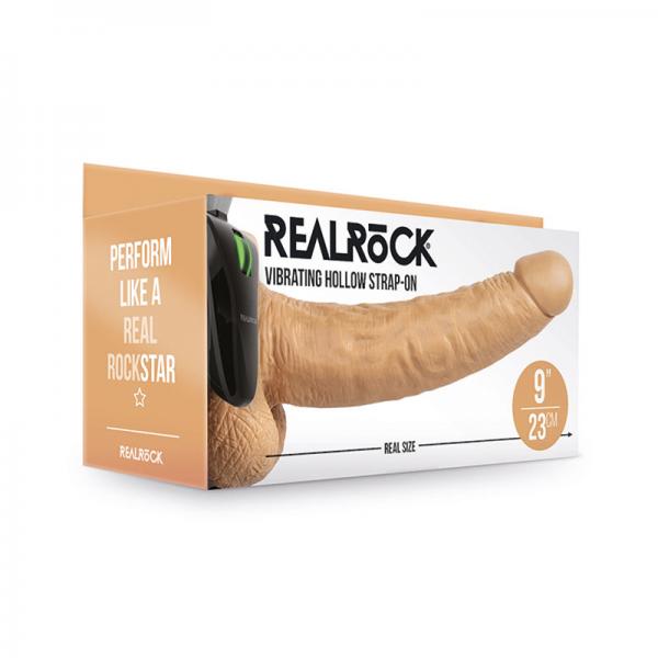 Realrock Vibrating Hollow Strap-on With Balls 9 In. Mocha Sex Toy Product