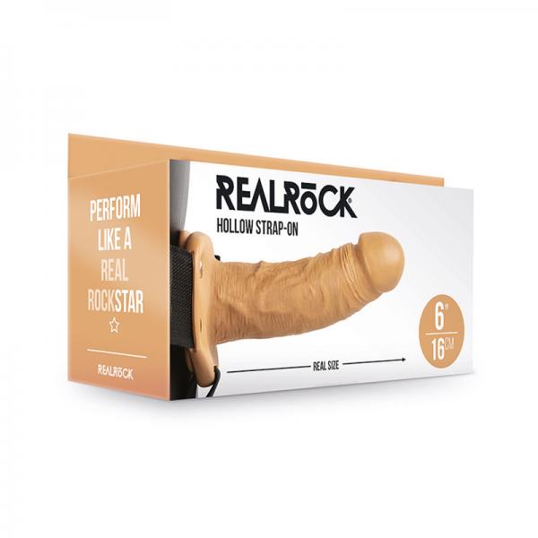 Realrock Hollow Strap-on Without Balls 6 In. Caramel Sex Toy Product