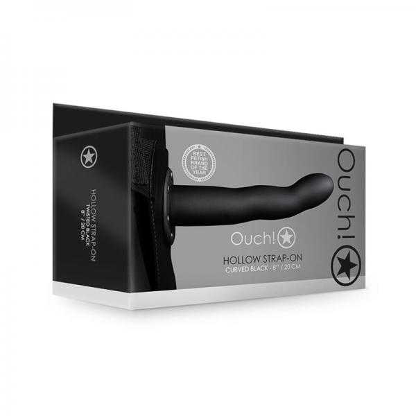 Ouch! Curved Hollow Strap-on 8 In. Black Sex Toy Product