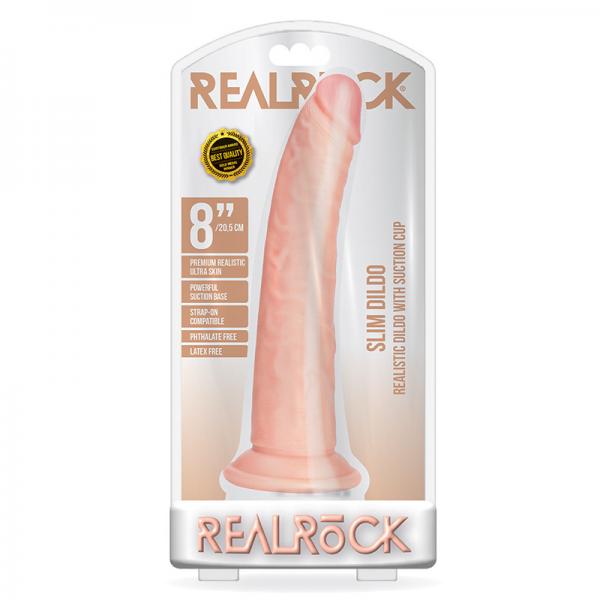 Realrock Slim Realistic Dildo With Suction Cup 8 In. Vanilla Sex Toy Product