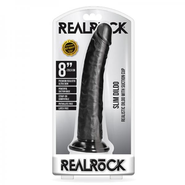Realrock Slim Realistic Dildo With Suction Cup 8 In. Chocolate Sex Toy Product