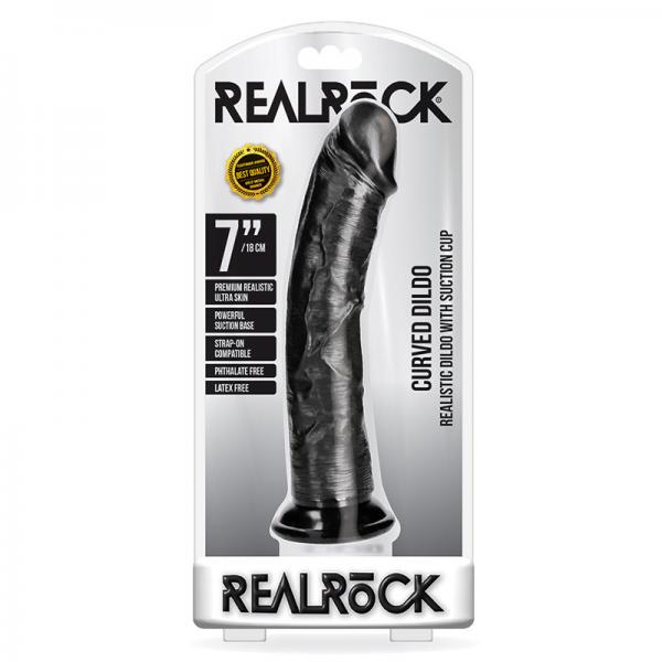 Realrock Curved Realistic Dildo With Suction Cup 7 In. Chocolate Sex Toy Product