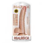Realrock Curved Realistic Dildo With Balls And Suction Cup 8 In. Tan Sex Toy Product