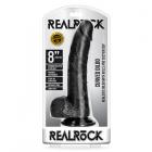 Realrock Curved Realistic Dildo With Balls And Suction Cup 8 In. Black Sex Toy Product