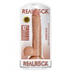 Realrock Straight Realistic Dildo With Balls And Suction Cup 10 In. Tan Sex Toy Product
