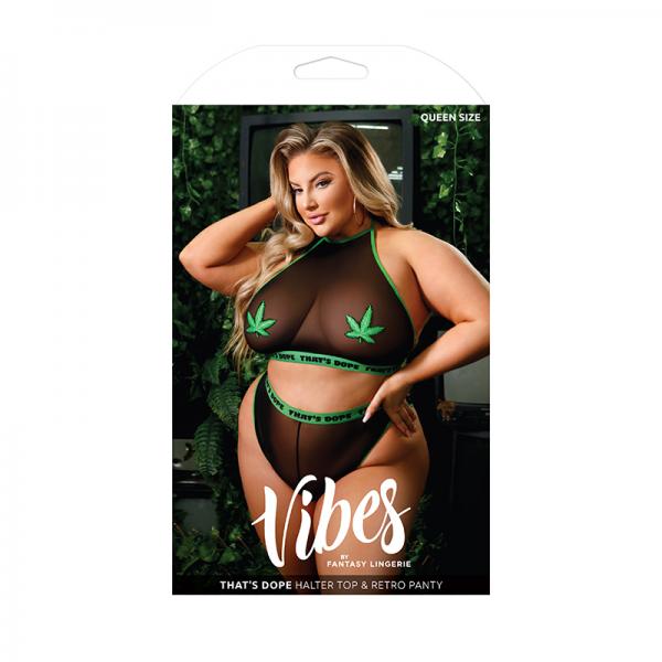 Vibes That's Dope Halter Top & Retro Panty Queen Black Sex Toy Product