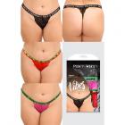 Fantasy Lingerie Vibes Trippy Vibes Pack 3-piece Lace Thong Panty Set Black/red/pink Queen Size Sex Toy Product