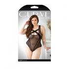 Curve Audrey Criss-cross Mesh Bodysuit With Lace Panel Detail And Snap Closure 3x/4x Black Sex Toy Product
