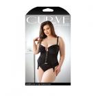 Curve Sloan Cropped Bustier With Molded Cups & High-waisted Panty 3x/4x Black Sex Toy Product
