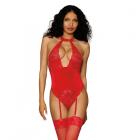 Dreamgirl Garter Teddy Lipstick Red Os Sex Toy Product