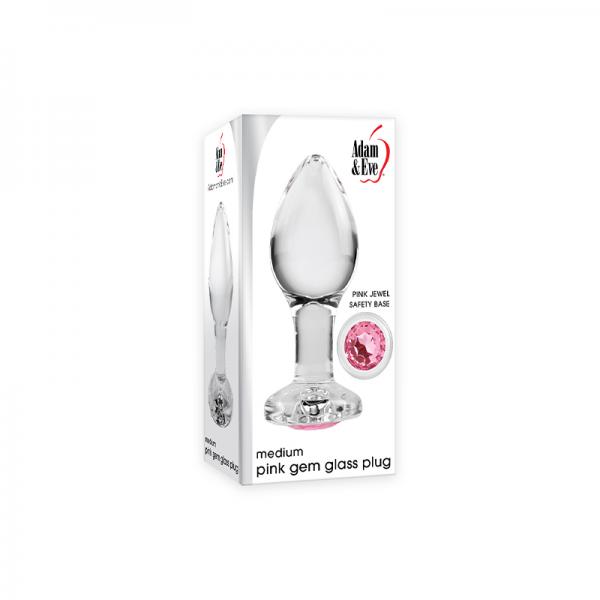 Adam & Eve Pink Gem Glass Plug Medium Pink Sex Toy Product