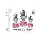Adam & Eve Pink Gem Glass Plug Set 3 Pink Sex Toy Product