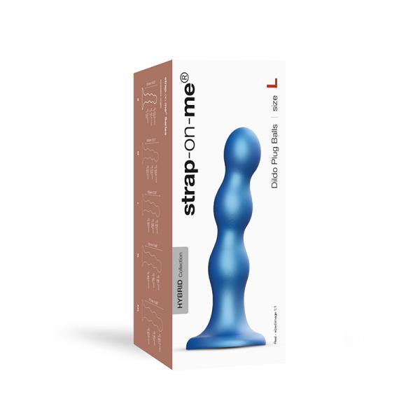 Strap-on-me Dildo Plug Balls L Metallic Blue Sex Toy Product