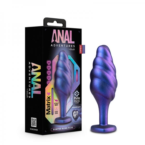 Anal Adventures Matrix Bumped Bling Plug Sapphire Sex Toy Product