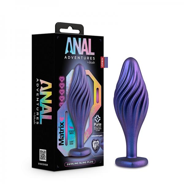 Anal Adventures Matrix Swirling Bling Plug Sapphire Sex Toy Product